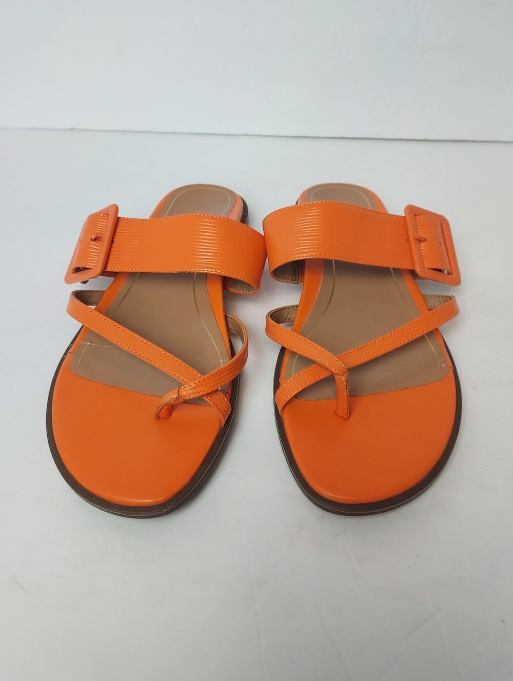 VIONIC Julep Slide Sandal Strappy Buckle Detail Flat Summer Shoes Orange Size 9 - Picture 2 of 10